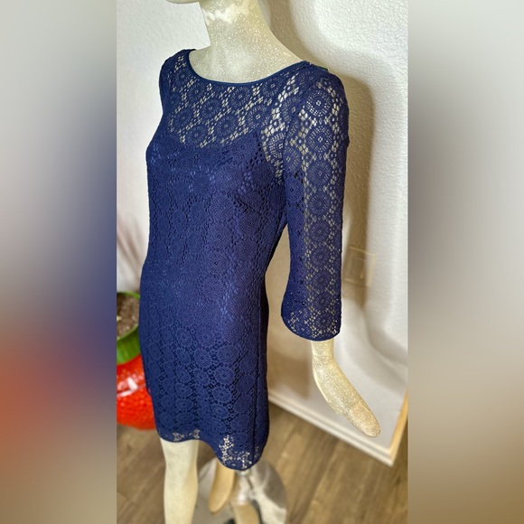 Lily Pulitzer Navy Blue Topanga Crocket Long Bell sleeve Mini Dress. NWT! Size S - Picture 5 of 15